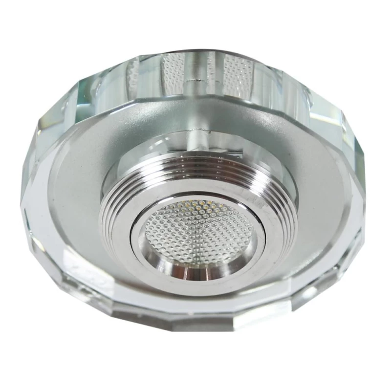 Zápustné okrúhle stropné LED svetlo NAPAVINE - 3W, 3000K (teplá biela), chrómované / číre