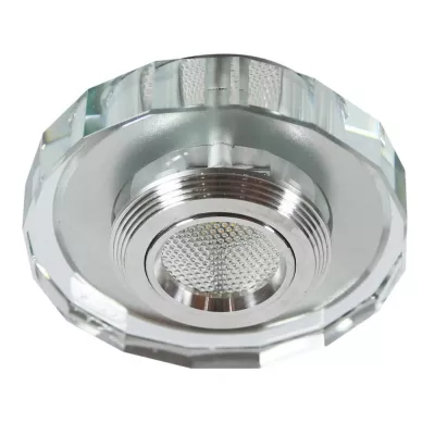 Zápustné okrúhle stropné LED svetlo NAPAVINE - 3W, 3000K (teplá biela), chrómované / číre