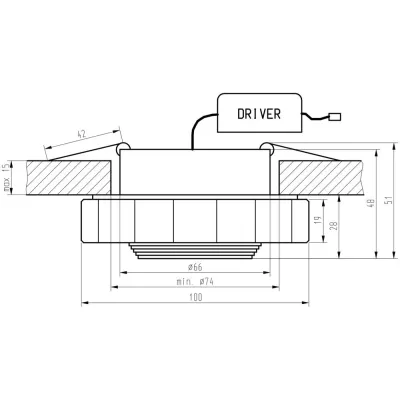Zápustné okrúhle stropné LED svetlo NAPAVINE - 3W, 3000K (teplá biela), chrómované / číre