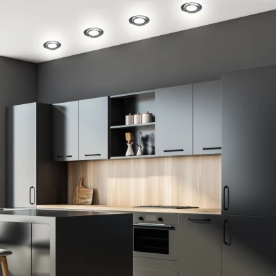 LED stropné vstavané svetlo ROMURE - 2x5W, 4000K (denná biela), strieborné / zrkadlové sklo