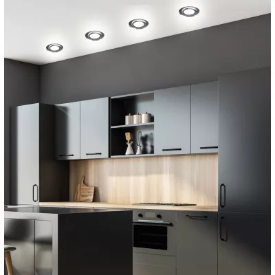 LED stropné vstavané svetlo ROMURE - 2x5W, 4000K (denná biela), strieborné / zrkadlové sklo