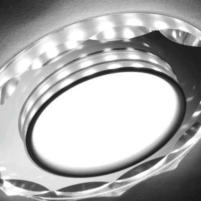 LED stropné zápustné svietidlo ROSSAE - 8W, 6500K (studená biela), 11cm, biele / číre