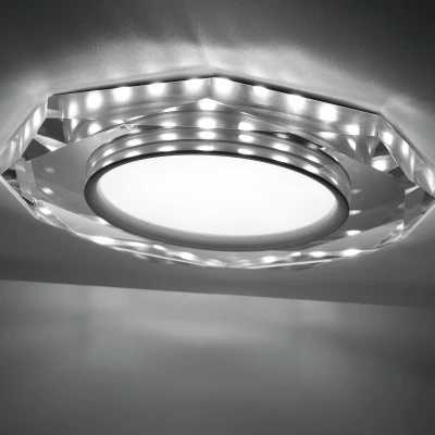 LED stropné zápustné svetlo ROSSAE - 8W, 6500K (studená biela), 11cm, biele / číre