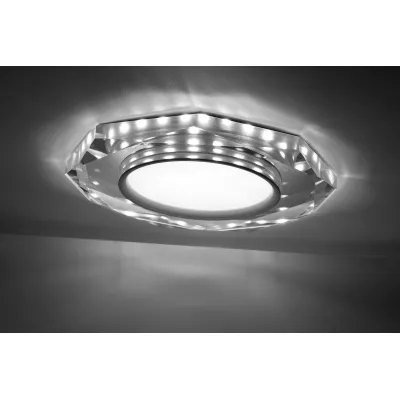 LED stropné zápustné svetlo ROSSAE - 8W, 6500K (studená biela), 11cm, biele / číre