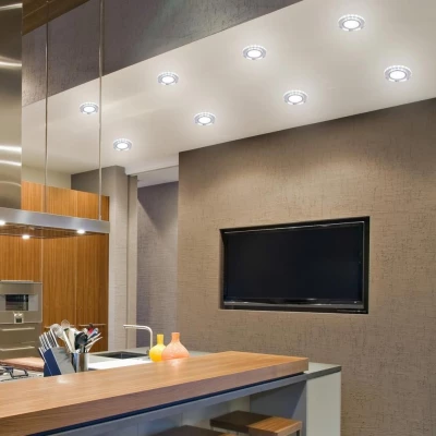 LED stropné zápustné osvetlenie ROSSAE - 8W, 6500K (studená biela), 11cm, okrúhle, biele / číre