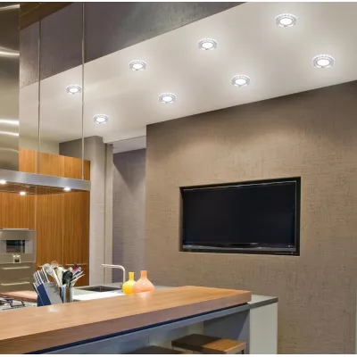 LED stropné zápustné osvetlenie ROSSAE - 8W, 6500K (studená biela), 11cm, okrúhle, biele / číre