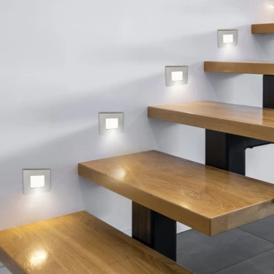 Schodiskové vstavané svietidlo ZORDA 2 - 1xG4, 20W, 7,3x7,3cm, štvorcové, strieborné