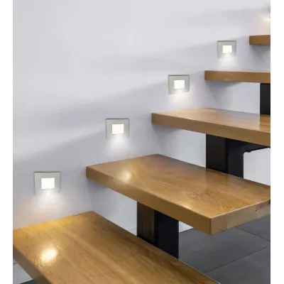 Schodiskové vstavané svietidlo ZORDA 2 - 1xG4, 20W, 7,3x7,3cm, štvorcové, strieborné