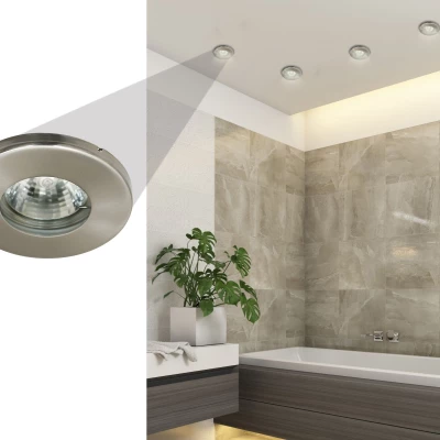 Kúpeľňové zápustné stropné svietidlo DERYL 5 - 1xGU5,3, MR16, 50W, 8,5cm, okrúhle, strieborné