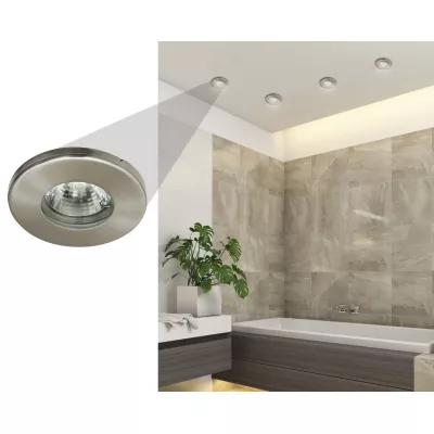 Kúpeľňové zápustné stropné svietidlo DERYL 5 - 1xGU5,3, MR16, 50W, 8,5cm, okrúhle, strieborné