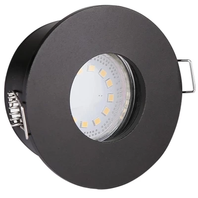 Zápustné kúpeľňové okrúhle stropné svetlo DERYL 9 - 1xGU5,3, 50W, 8,3cm, čierne