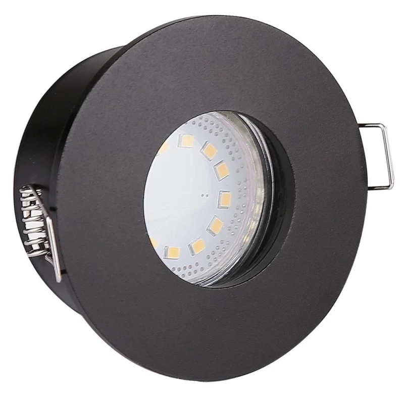 Zápustné kúpeľňové okrúhle stropné svetlo DERYL 9 - 1xGU5,3, 50W, 8,3cm, čierne