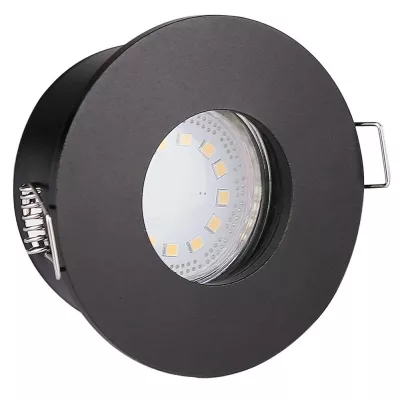 Zápustné kúpeľňové okrúhle stropné svetlo DERYL 9 - 1xGU5,3, 50W, 8,3cm, čierne