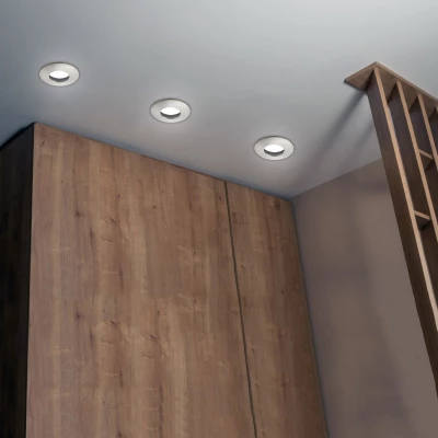 Zápustné kúpeľňové okrúhle stropné svetlo DERYL 9 - 1xGU5,3, MR16, 50W, 8,3cm, strieborné