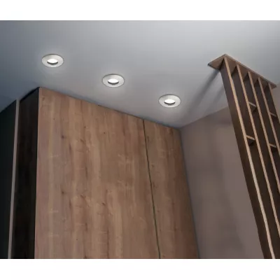 Zápustné kúpeľňové okrúhle stropné svetlo DERYL 9 - 1xGU5,3, MR16, 50W, 8,3cm, strieborné
