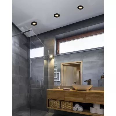 Zápustné kúpeľňové okrúhle stropné svetlo DERYL 9 - 1xGU5,3, 50W, 8,3cm, čierne