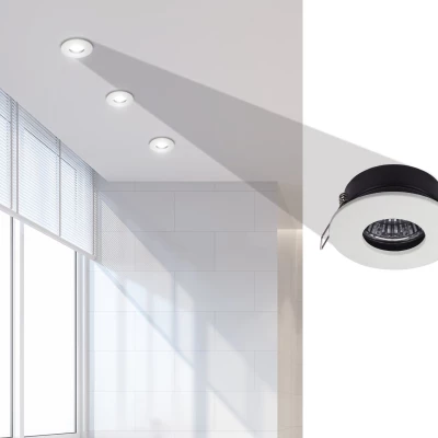 Zápustné kúpeľňové okrúhle stropné svetlo DERYL 9 - 1xGU5,3, MR16, 50W, 8,3cm, biele