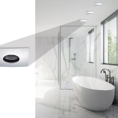 Hranaté podhľadové kúpeľňové stropné svietidlo DERYL 10 - 1xGU5,3, MR16, 50W, 8,4x8,4cm, chrómované