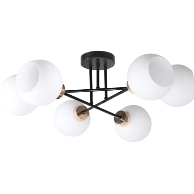 Stropné osvetlenie AMANDA - 6xE27, 40W, čierne / zlaté / biele