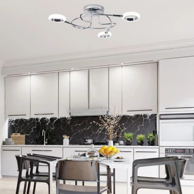 LED moderné stropné osvetlenie AURELION - 3x4W, 3000K (teplá biela), chrómované