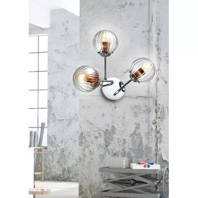 Moderné nástenné osvetlenie BEST - 3xE14, 40W, chrómované / medené