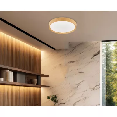 Drevené LED stropné svietidlo CADIX - 24W, 4000K (denná biela), 38,5 cm, hnedé / biele
