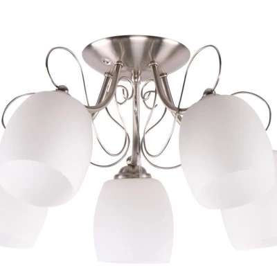 Prisadený päťramenný luster AMBA - 5xE27, 40W, chrómovaný / biely