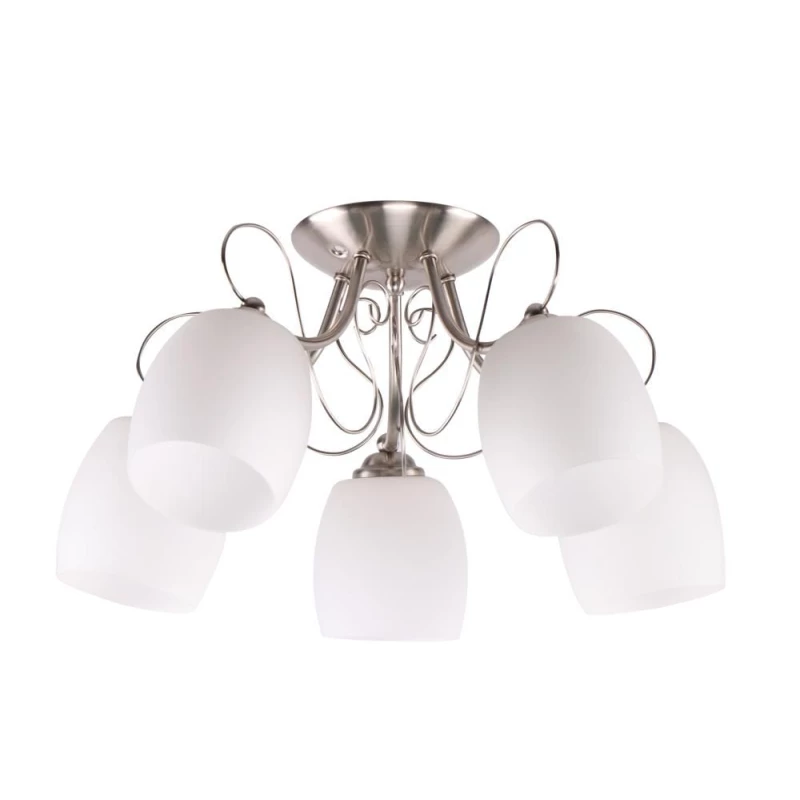 Prisadený päťramenný luster AMBA - 5xE27, 40W, chrómovaný / biely