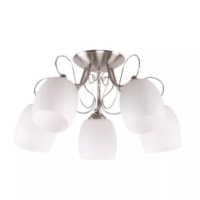 Prisadený päťramenný luster AMBA - 5xE27, 40W, chrómovaný / biely