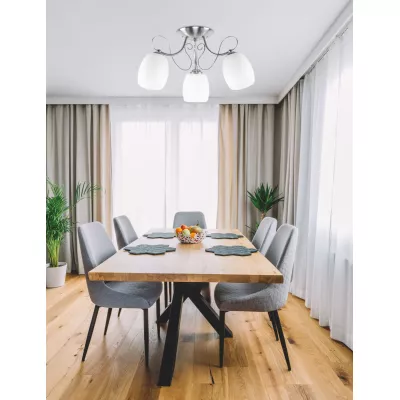 Prisadený trojramenný luster AMBA - 3xE27, 40W, chrómovaný / biely
