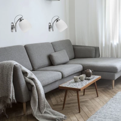Nástenné moderné osvetlenie AMBA - 1xE27, 40W, chrómované / biele