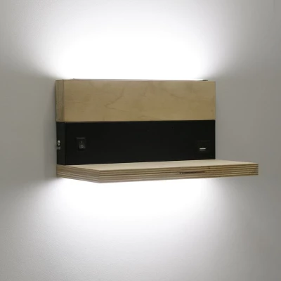 Nástenné LED svietidlo s USB portom ANET - 2x4W, 4000K (denná biela), hnedé / čierne