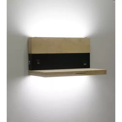 Nástenné LED svietidlo s USB portom ANET - 2x4W, 4000K (denná biela), hnedé / čierne