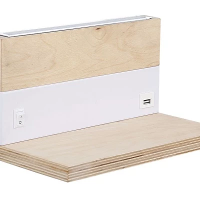 Nástenné LED svietidlo s USB portom ANET - 2x4W, 4000K (denná biela), hnedé / biele