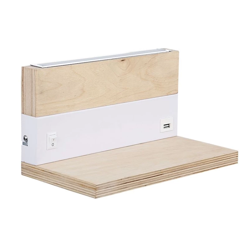 Nástenné LED svietidlo s USB portom ANET - 2x4W, 4000K (denná biela), hnedé / biele