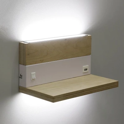 Nástenné LED svietidlo s USB portom ANET - 2x4W, 4000K (denná biela), hnedé / biele