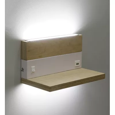 Nástenné LED svietidlo s USB portom ANET - 2x4W, 4000K (denná biela), hnedé / biele