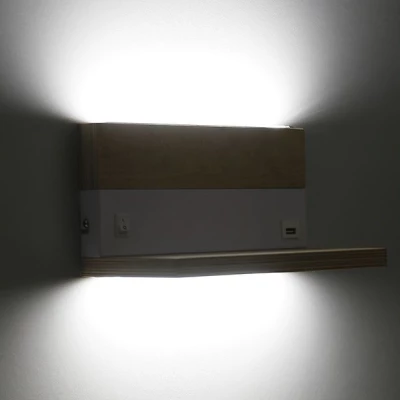 Nástenné LED svietidlo s USB portom ANET - 2x4W, 4000K (denná biela), hnedé / biele