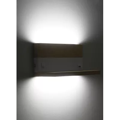 Nástenné LED svietidlo s USB portom ANET - 2x4W, 4000K (denná biela), hnedé / biele