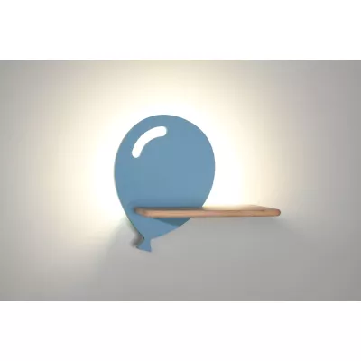 Detské LED nástenné svietidlo s poličkou BALLOON - 4W, 4000K (denná biela), modré