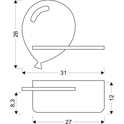 Detské LED nástenné svietidlo s poličkou BALLOON - 4W, 4000K (denná biela), modré