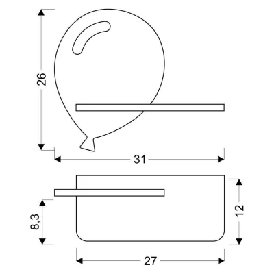 Detské LED nástenné svietidlo s poličkou BALLOON - 4W, 4000K (denná biela), modré