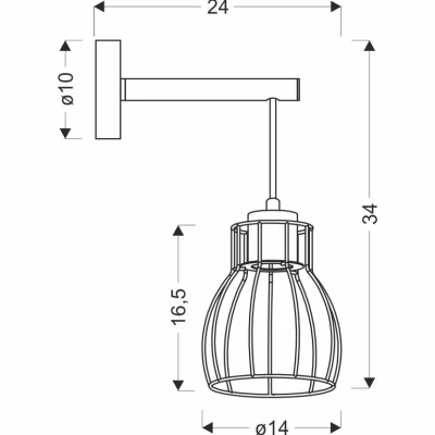Nástenné industriálne svietidlo BERNITA - 1xE27, 60W, čierne / hnedé