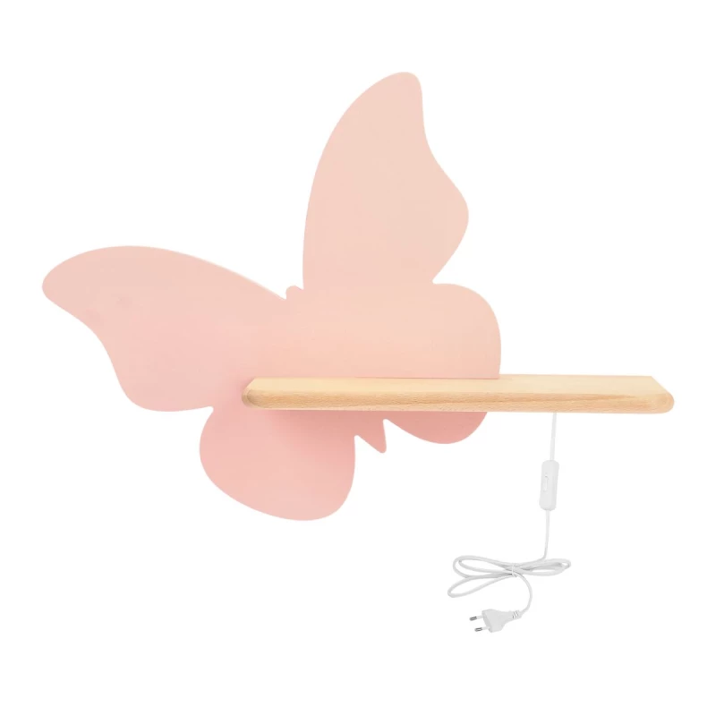 Detská LED lampička na stenu do zásuvky BUTTERFLY - 5W, 4000K (denná biela), ružová
