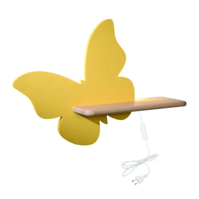 Detská LED lampička na stenu do zásuvky BUTTERFLY - 5W, 4000K (denná biela), žltá