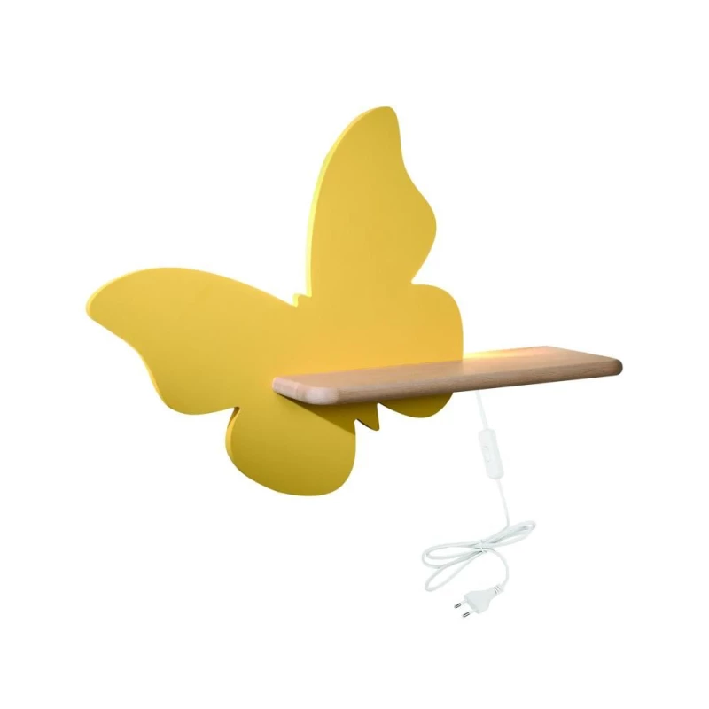 Detská LED lampička na stenu do zásuvky BUTTERFLY - 5W, 4000K (denná biela), žltá
