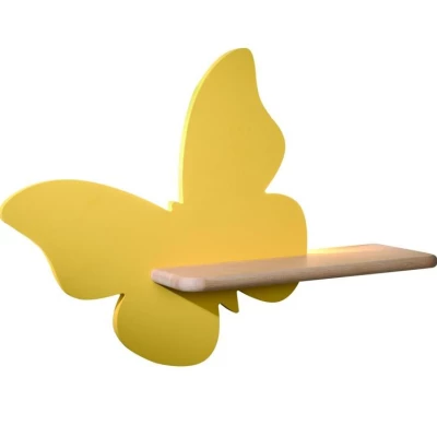 Detská LED lampička na stenu s poličkou BUTTERFLY - 5W, 4000K (denná biela), žltá
