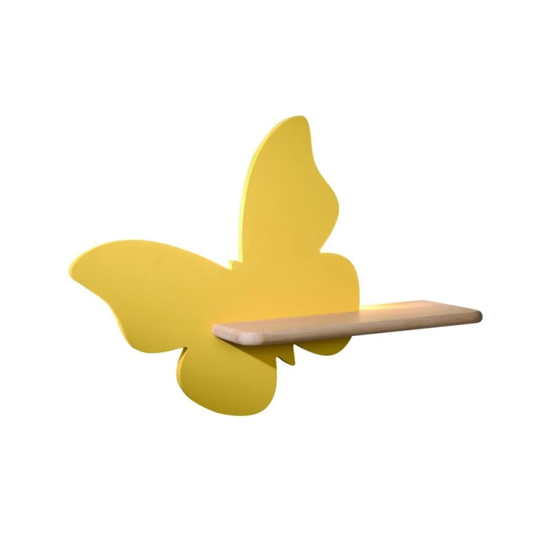 Detská LED lampička na stenu s poličkou BUTTERFLY - 5W, 4000K (denná biela), žltá