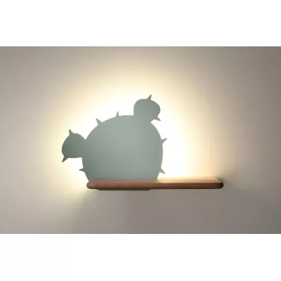 Detská LED nástenná lampička do zásuvky CACTUS 3 - 4W, 4000K (denná biela), zelená