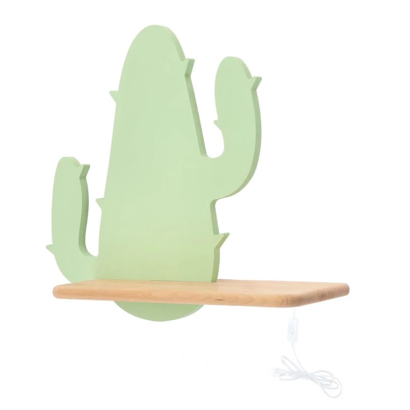 Detská LED nástenná lampička do zásuvky CACTUS 2 - 4W, 4000K (denná biela), zelená